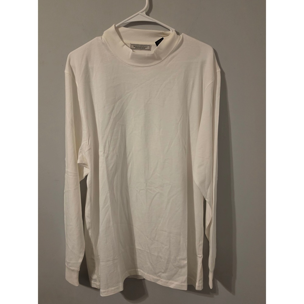 Williams & Kent Mock Neck Shirt Mens L White Layering Pima Cotton Basic Classic